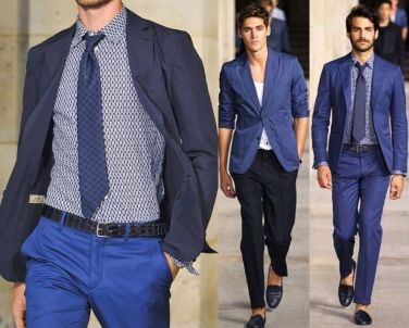 Azul no desfile Hermes Masculino Verão 2014 @ Foto Go Runaway